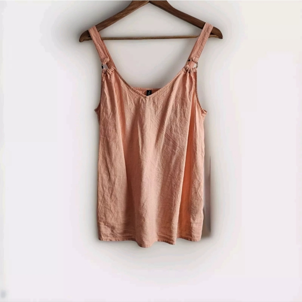 Jean Pascale Women Tank Top Summer Linen Thick Straps Size 8 US/ 10 UK Coral